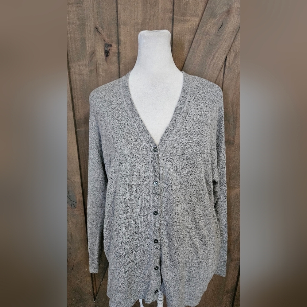 AMERICAN EAGLE Soft&Sexy Plush Long V Neck ButtonFront Cardigan.Heathered Grey.S - Picture 6 of 10